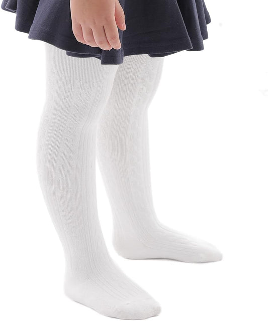 Marchare Baby Girls Tights Thick Solid Cable Knit Leggings Winter Warm Stockings For Toddler Girls