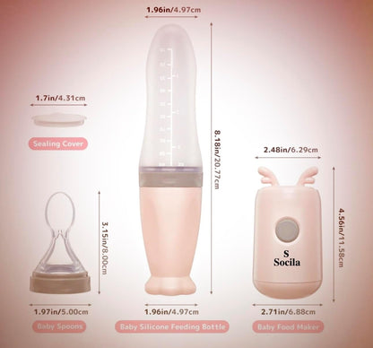 Socila Portable Baby Food Maker with Silicone Squeeze Spoon, Baby Food Processor, Blender for First