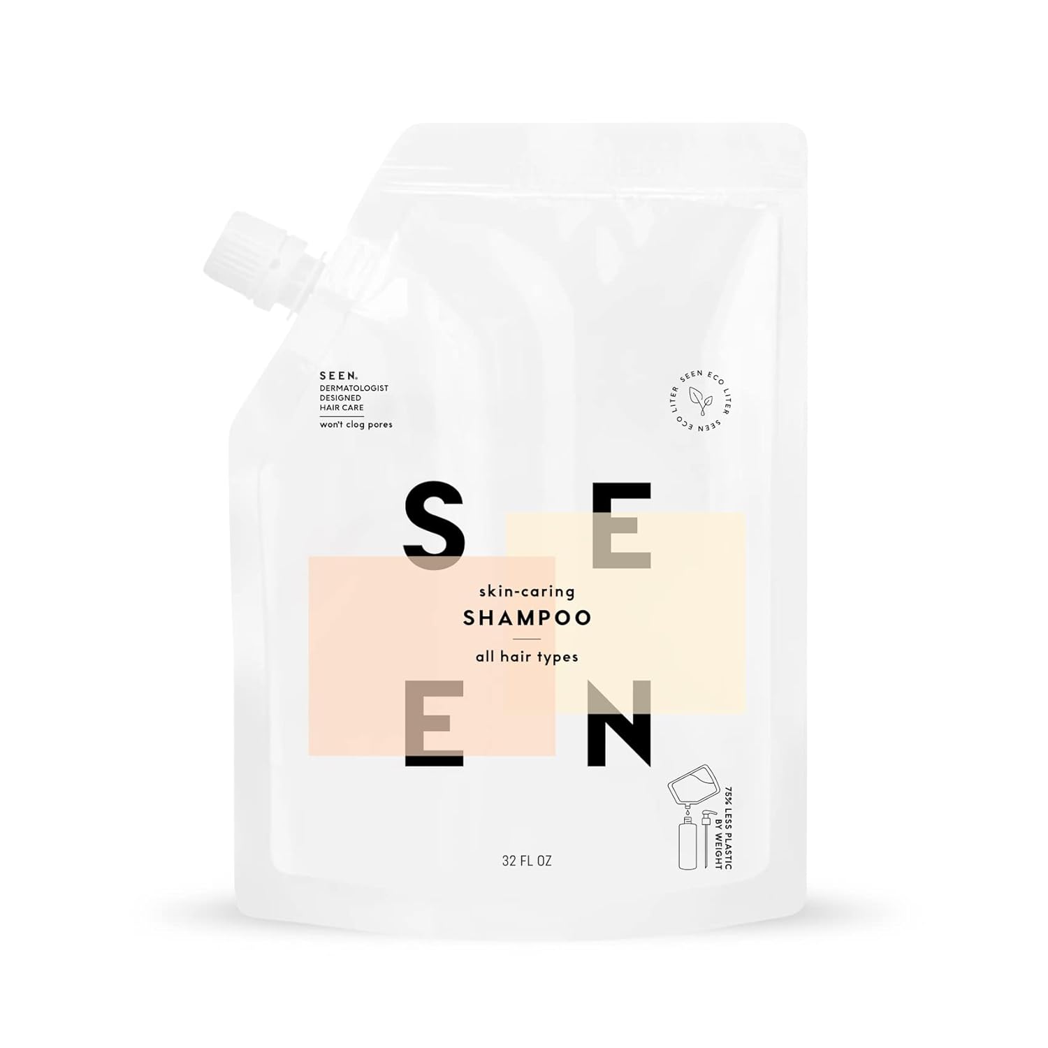 SEEN Shampoo Eco-Refill -Non-Comedogenic & Sulfate-Free Hair Shampoo- Dermatologist-Developed