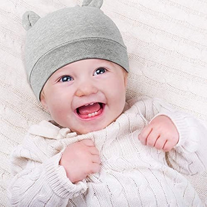 Geyoga 6 Pieces Newborn Baby Hat Bear Ears Infant Caps Baby Boy Girl Toddler Hats Infant Beanie Caps for 0-3 Months