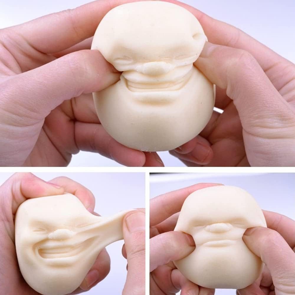 Anxiety Stress Release Fun Toys,Emotion Balls Fidget Toys for Pressures Relief Kneading Toys for All Age,Kids and Adults,Weird Face Bizarre Squeeze Toys. (White, Depressed)