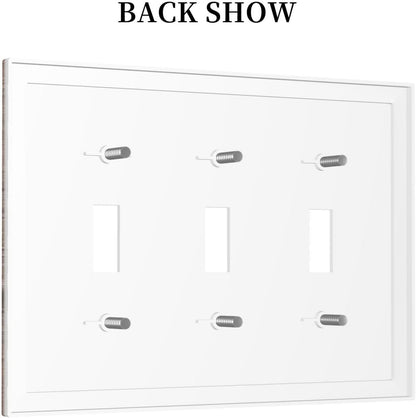Decorative Switch Covers Plate Retro Wood Plank Vintaga Wooden Board Cabin 3 Gang Artistic Wall Plate Unique Triple Toggle Light Switch Plate Jumbo Faceplate for Bedroom Home Decor