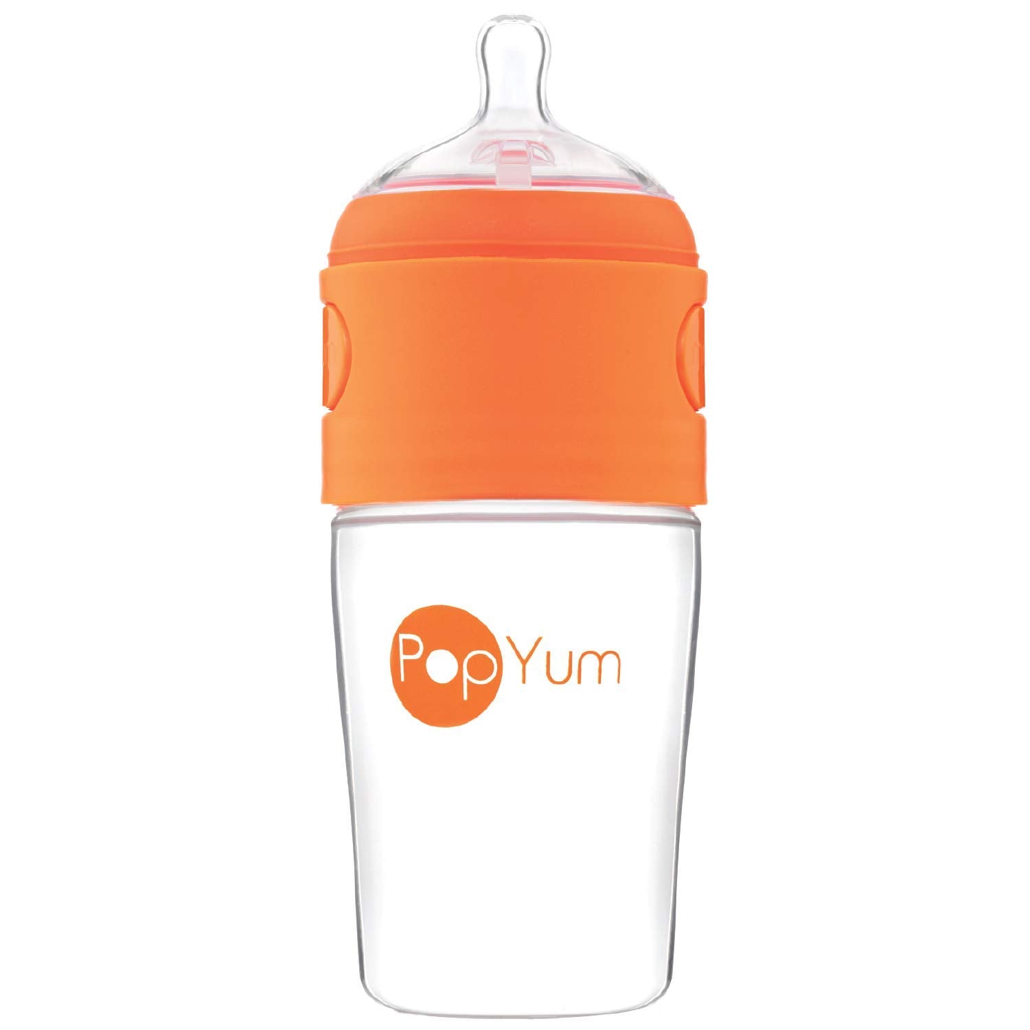 PopYum 9 oz Orange Anti-Colic Formula Making/Mixing/Dispenser Baby Bottle with #2 Medium Flow