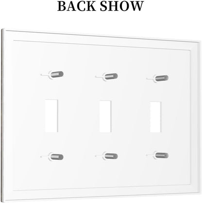 Rustic Brown Wood Grain Dark Oak Decorative Switch Plates 3 Gang Wall Plate Triple Toggle Light