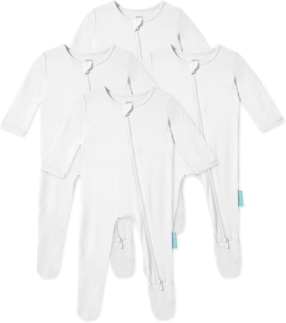 Baby Zipper Footie Pajamas, Supersoft Bamboo Rayon Baby Footed Pjs Boy Girl 0-3-6-9-18-24 Month Coverall Sleepers