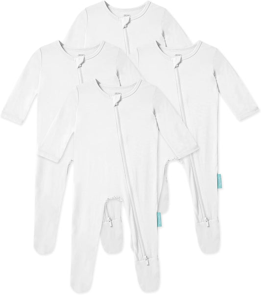 Baby Zipper Footie Pajamas, Supersoft Bamboo Rayon Baby Footed Pjs Boy Girl 0-3-6-9-18-24 Month Coverall Sleepers