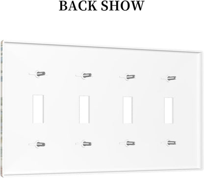 Decorative Switch Covers Plate Rustic Plant Garden Leaf Flower Butterfly 4 Gang Artistic Wall Plate Unique Quad Toggle Light Switch Plate Jumbo Faceplate for Bedroom Home Decor