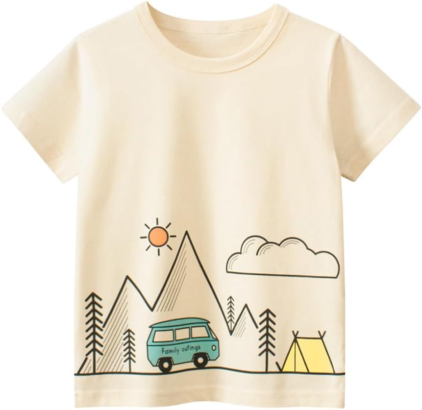 Boys' 4-Pack Excavator Short Sleeve Crewneck T-Shirts Top Tee Size 2-7 Years Toddler Boys' Value Pack Cotton T-Shirt