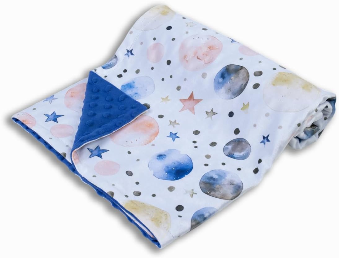 Baby Blankets for Unisex Boys Girls, Super Soft Nursery Minky Blankets, 30 x 40 inch Outer Space Printed Bed Throws Newborn (Color Planet)
