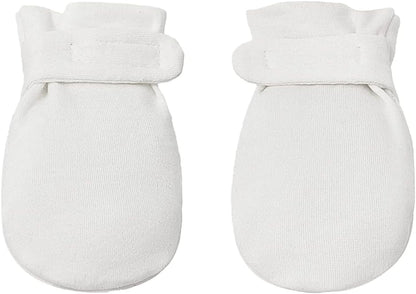 Newborn Baby No Scratch Mittens Stay On, 100% Cotton Breathable, Adjustable Infant Gloves for Baby Boys Girls Mittens