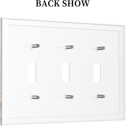 Decorative Switch Covers Plate Beachy Sea Ocean Seashell Starfish 3 Gang Artistic Wall Plate Unique Triple Toggle Light Switch Plate Jumbo Faceplate for Bathroom Bedroom Home Decor