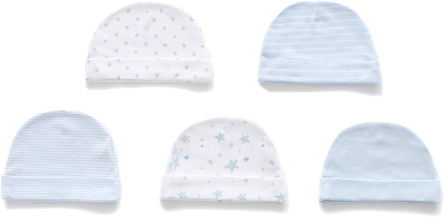 Baby Hat and Mittens Set Newborn Baby Hats Caps for Baby Boys Girls 0-6 Months 100% Cotton