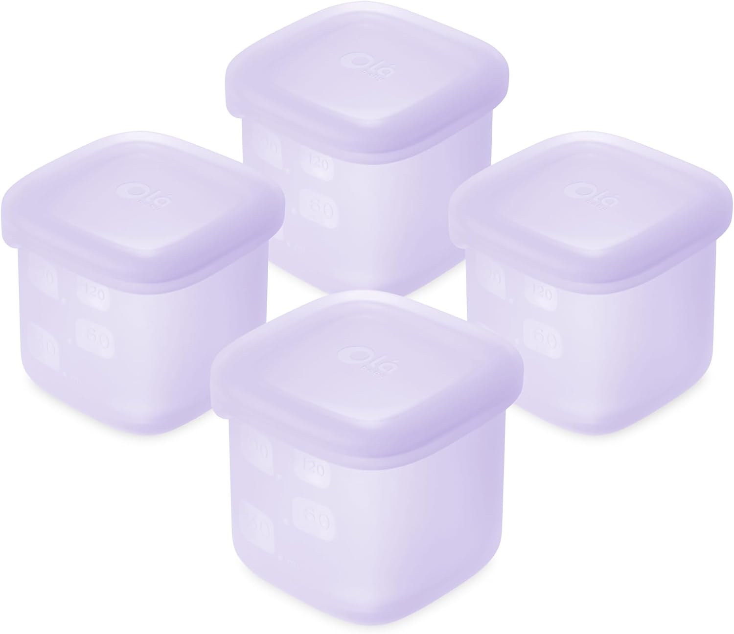 Olababy Clear Sense Silicone Storage Containers 4pk for Baby Food, Snacks, Formula, Puree, Sauce &
