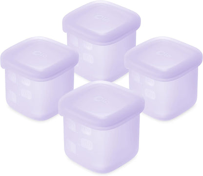 Olababy Clear Sense Silicone Storage Containers 4pk for Baby Food, Snacks, Formula, Puree, Sauce &