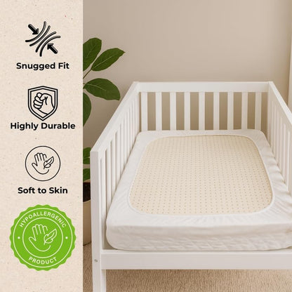 Organic Cotton Crib Mattress Protector - Water Resistant Fitted Sheet Liner Pad, Skin Friendly, Chemical-Free Pure Cotton [GOTS-Certified] for Cradle (36"x18") - Made in USA
