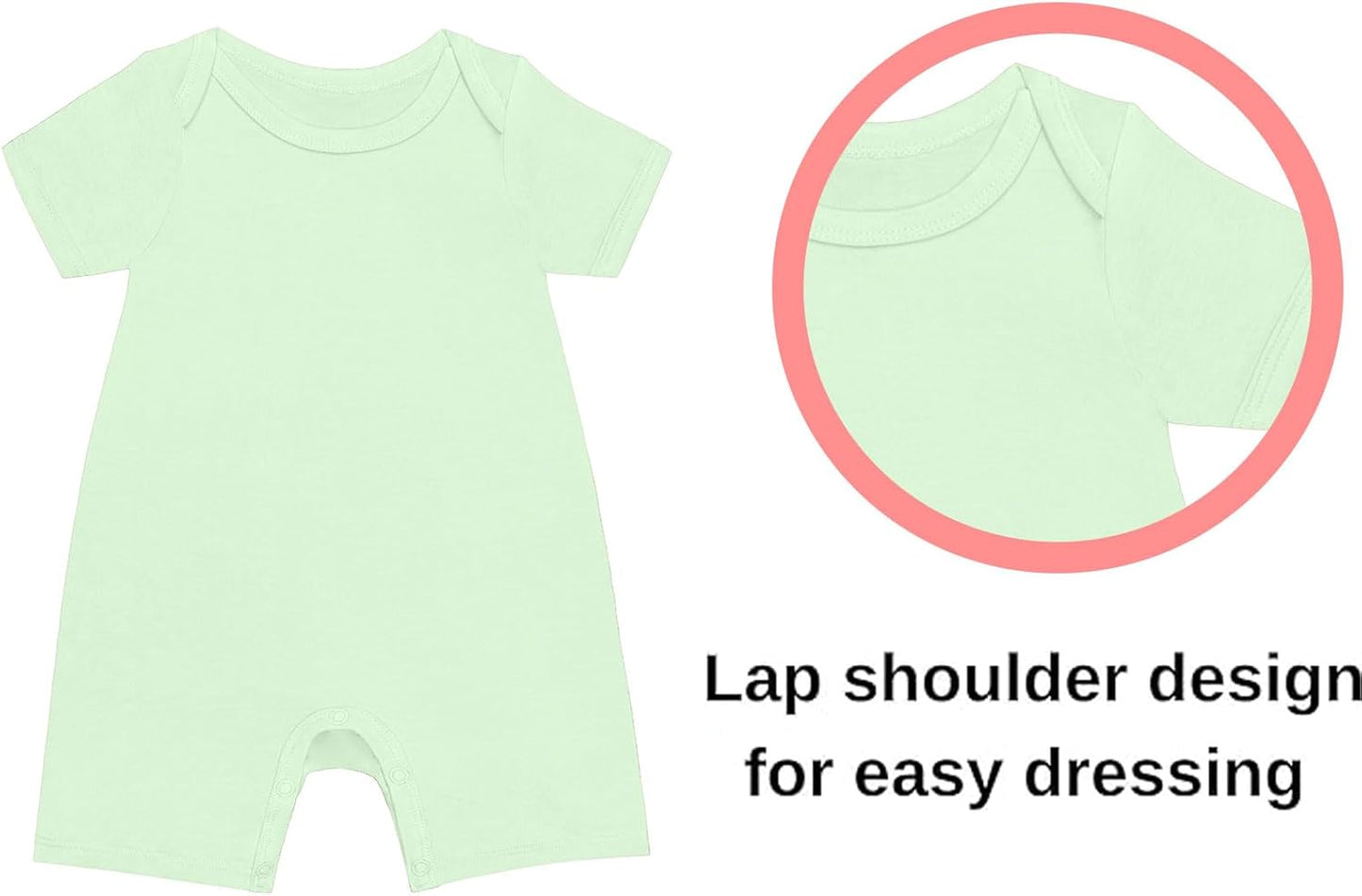 GUISBY Rayon Baby Pajamas, Short Sleeve Footless Rompers, Snap Closure Sleeper for Boy Girls