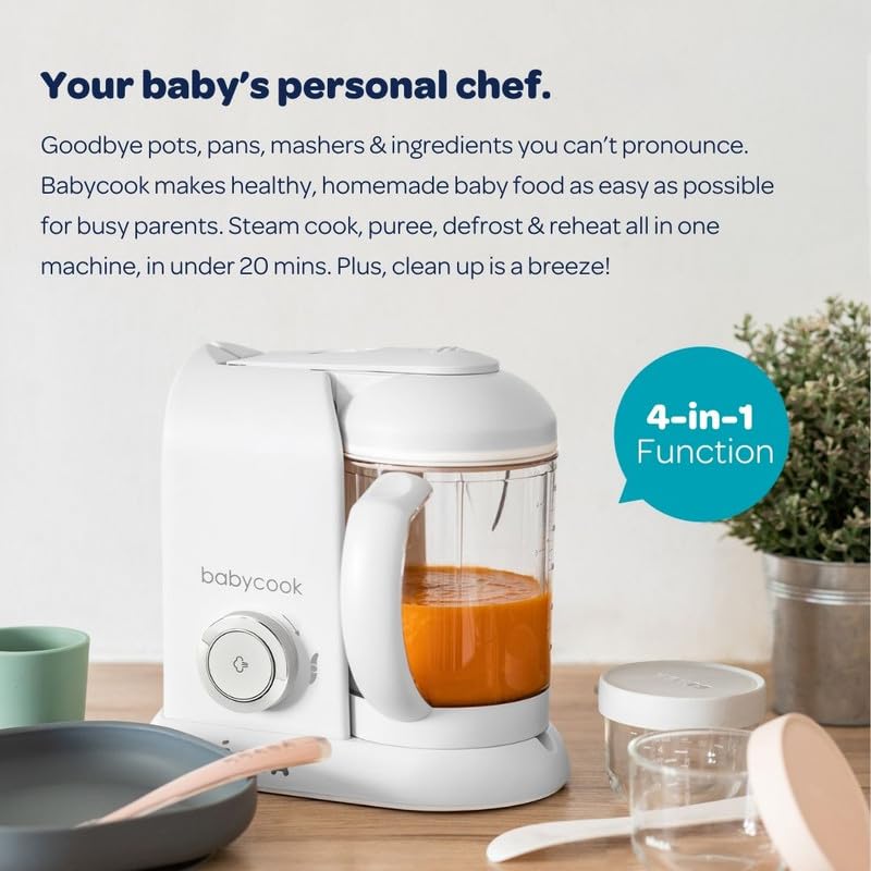 BEABA Babycook Solo 4 in 1 Baby Food Maker, Puree Steamer and Blender for Purees, Grinder with Auto