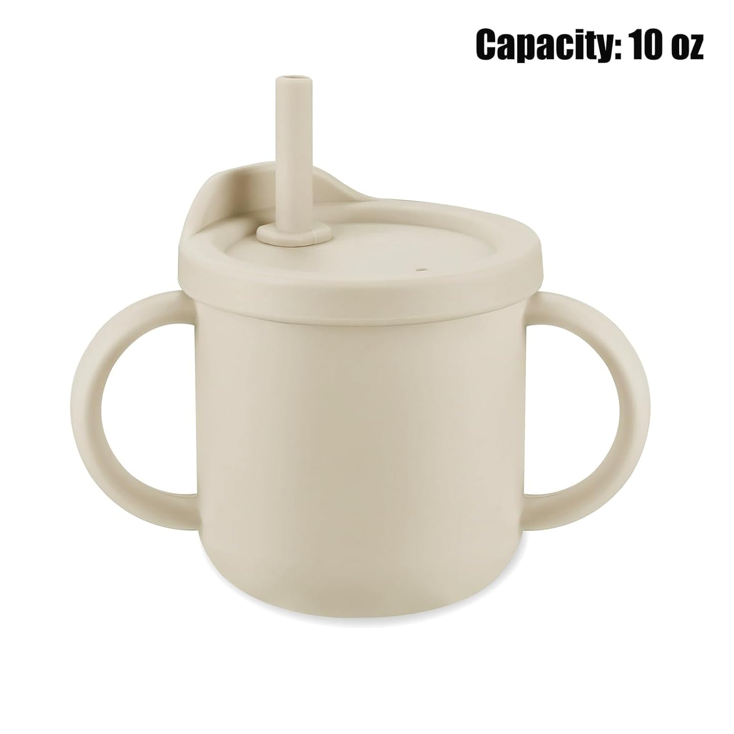 PandaEar 2 Pack Silicone Baby Straw & Snack Cup with 2 Spoons 2 Forks, Dual-Purpose Toddler