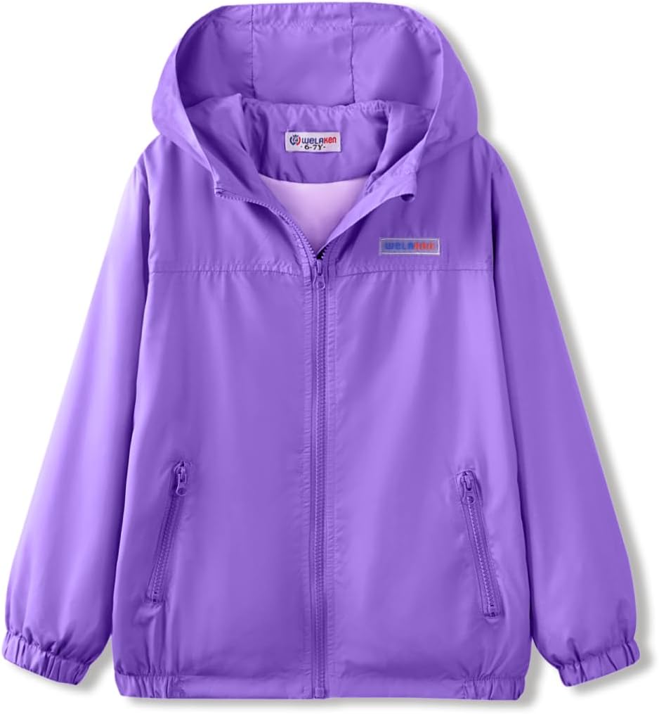 WELAKEN Lightweight Jacket for Girls Kids & Toddler II Girls' Print Water-Resistant Jacket