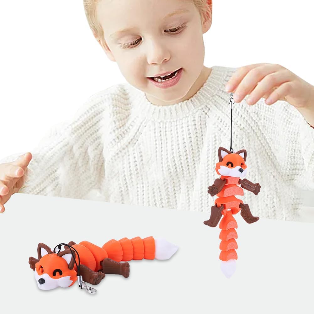 3D Printed Articulating Fox Sculpture,1PCS 3D Printed Animals Toy,Adorable Animal Figurine,Crystal Fox Fidget Toys,Adults Fidget Toys for Autism ADHD,Home Office Decor (Orange Fox)