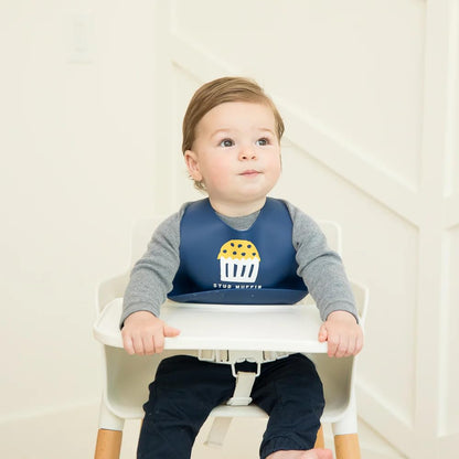 Baby Bib for Eating by Bella Tunno, Waterproof Silicone Bib with Large Food Catcher, Adjustable Fit