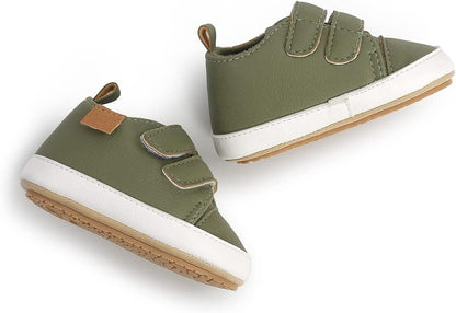 SOFMUO Baby Boys Girls High Top Ankle PU Leather Sneakers Soft Rubber Sole Infant Moccasins Newborn Oxford Loafers Anti-Slip Toddler Wedding Uniform Dress Shoes