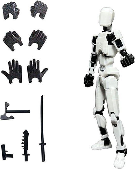 Titan 13 Action Figure, T13 Action Figures 3D Printed Multi-Jointed Movable, Nova 13 Action Figure Lucky 13 Action Figure Dummy 13 Action Figure, Game Gifts Valentines Gifts (White)