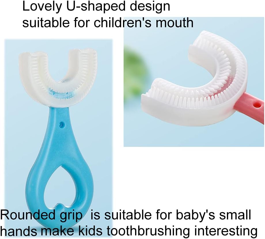 2 Pcs U-Shaped Kids Toothbrush, Premium Soft Manual Training Toothbrush for Kids 2-6 Years Old.
