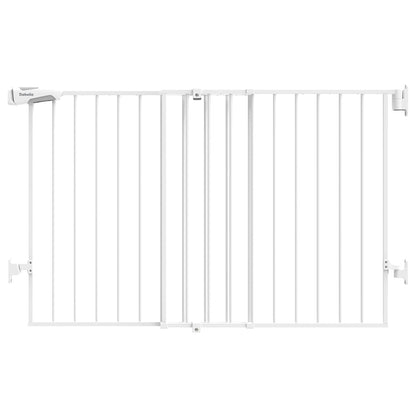 Babelio 31.5-55" No Bottom Bar Baby Gate Extra Wide, 2-in-1 Auto Close Dog Gate for The House, Stairs and Doorways, with Large Walk Thru Door, White