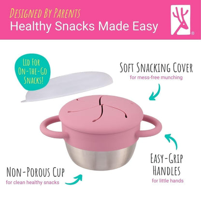 Elk and Friends Stainless Steel Snack Cups | Removable Silicone Food Catcher and Travel Lid |