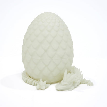 Dragon Egg - Glow in The Dark - Surprise Egg with Dragon Inside, 3D Printed Gift, Articulated Dragon Egg Fidget Toy, Figurine Decor (12” Dragon)