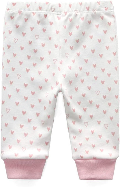 Unisex Newborn Baby Cotton 4-Pack Pants Embroidery Pringting Casual Leggings 0-24 Months for Boys and Girls