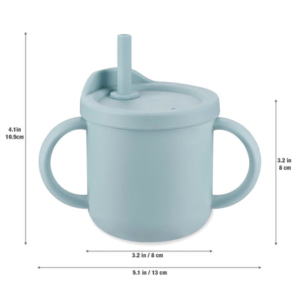 PandaEar Silicone Baby Feeding Set| 2 Pack Silicone Divided Suction Plate and 2 Pack Tiny Cup with
