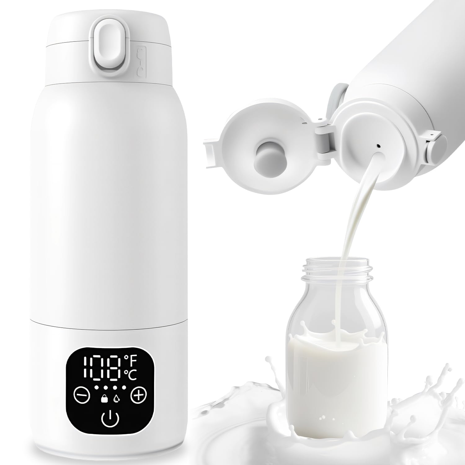 Portable Milk Warmer for Travel,Formula Container to Go 17oz Baby Bottle Warmer with 11000mAh Long