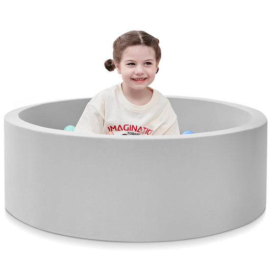 SHJADE Foam Ball Pit, 35.4"x 11.8" Ball Pits for Toddlers-Grey