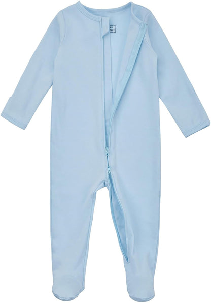 Aablexema Baby Footed Pajamas with Mitten Cuffs Zipper 4-Pack Infant Newborn Cotton Long Sleeve Outfit