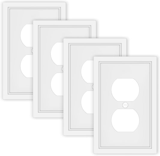 White Decorative Outlet Cover Wall Plates, Classic Switch Plates and Outlet Covers, Natural Bamboo