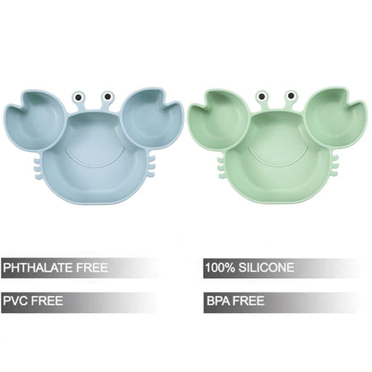 PandaEar 2 Pack Silicone Suction Plate for Baby, Divided Unbreakable Toddler Food Plate with 2 Pack