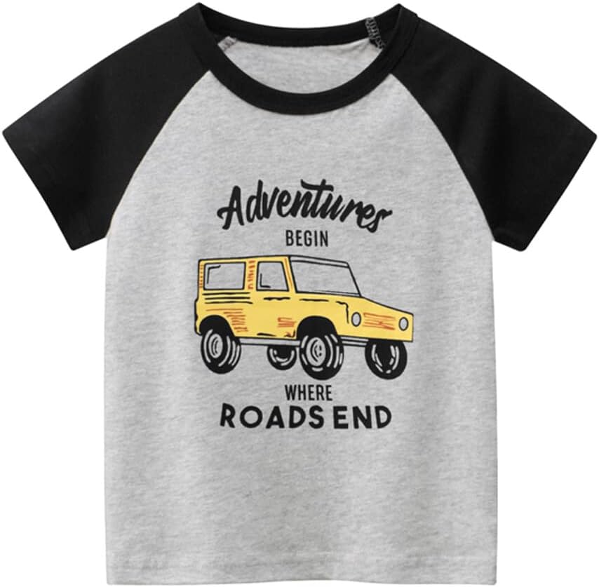 Boys' 4-Pack Excavator Short Sleeve Crewneck T-Shirts Top Tee Size 2-7 Years Toddler Boys' Value Pack Cotton T-Shirt