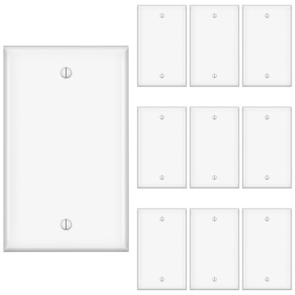 Blank Wall Plates, Unbreakable Thermoplastic Solid Electrical Outlet Cover, Standard Size, 2.76"W x 4.5"H, Full 1-Gang Blank Device Wall Plate for Wall Outlet/Light Switch, White, 10Pack