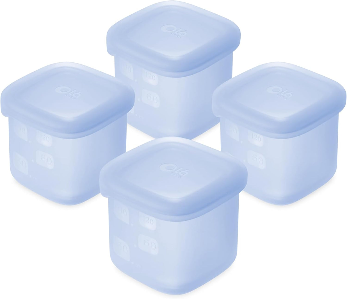 Olababy Clear Sense Silicone Storage Containers 4pk for Baby Food, Snacks, Formula, Puree, Sauce &
