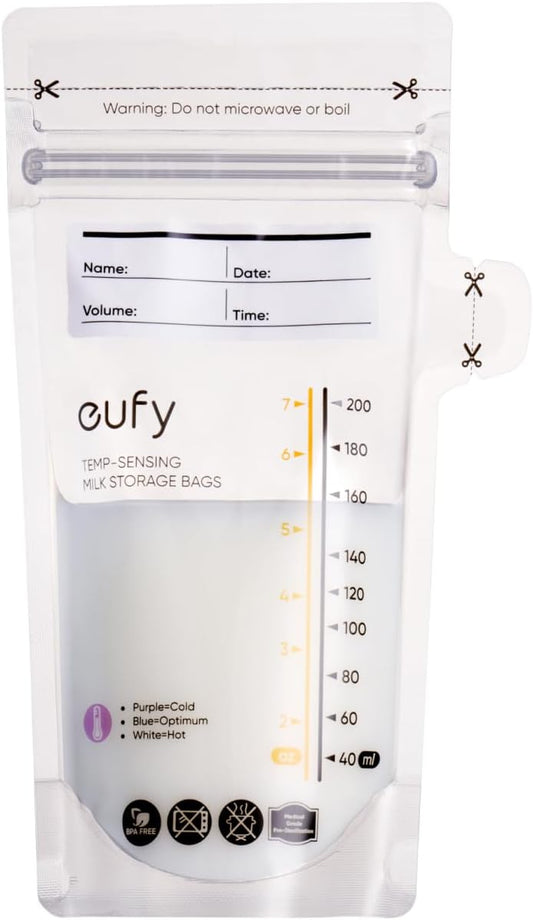 eufy Breast Milk Storage Bag with Temperature Sensing Color Change, Milk Storing Bags for