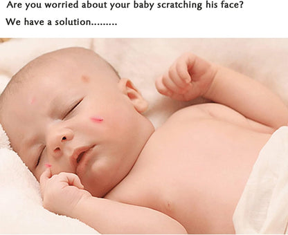 Newborn Baby No Scratch Mittens Stay On, 100% Cotton Breathable, Adjustable Infant Gloves for Baby Boys Girls Mittens