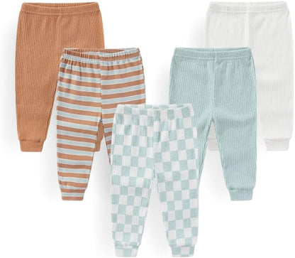 Unisex Baby Boy Girl Pants Sets Cotton Soft Infants Bottoms Casual 5 Pack 0-12 Month Babies' Leggings