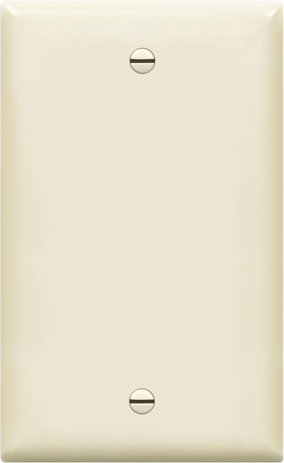 ENERLITES Blank Device Wall Plate, Gloss Finish, Standard Size 1-Gang 4.50" x 2.76", Polycarbonate Thermoplastic, 8801-LA, Light Almond