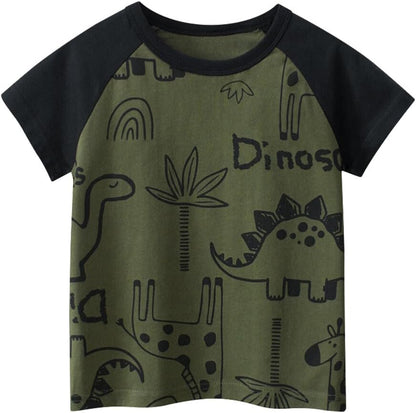 Boys' 4-Pack Excavator Short Sleeve Crewneck T-Shirts Top Tee Size 2-7 Years Toddler Boys' Value Pack Cotton T-Shirt