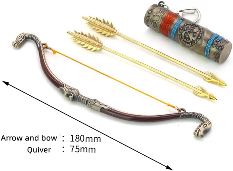 Superbuybox God of War Ragnarök Atreus Talon Bow and Arrow in Quiver Action Figures Game Toys Collection Keychain Gift Desk Decoration Backpack Pendant Gift
