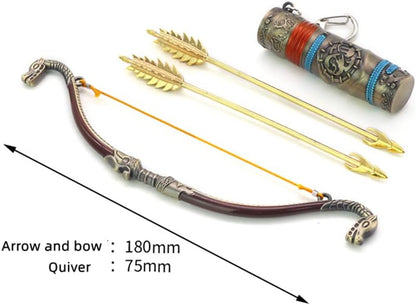 Superbuybox God of War Ragnarök Atreus Talon Bow and Arrow in Quiver Action Figures Game Toys Collection Keychain Gift Desk Decoration Backpack Pendant Gift