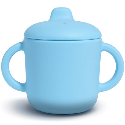 6 Months+ Sippy Cups with Handles, Small Silicone Sippy Cups Leak Proof 5oz,No Spill Sippy cups for Toddlers (Powder Blue)