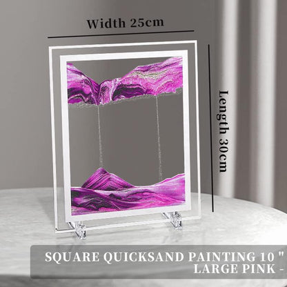 Moving Sand Art Picture 3D Deep Sea Sandscapes Sand Art Liquid Motion Bubbler Timer for Adult Kid Desktop Art Toys for Home Decor and Office(Square+Pink+10In)